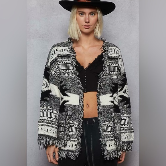 POL Sweaters - POL Open Front Aztec Cardigan NWOT Large